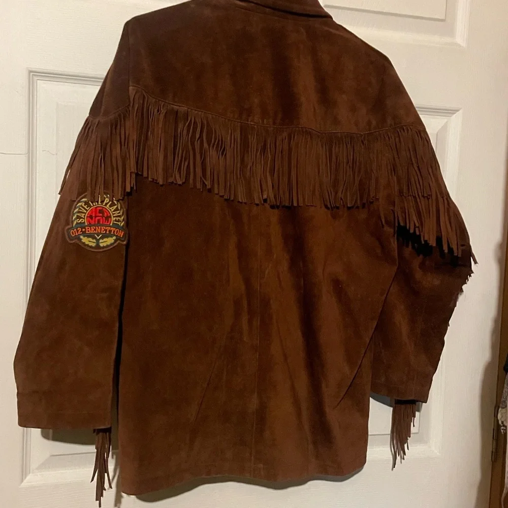 United Colours of Benetton “Save the Planet” vintage suede fringe jacket - Picture 3 of 12